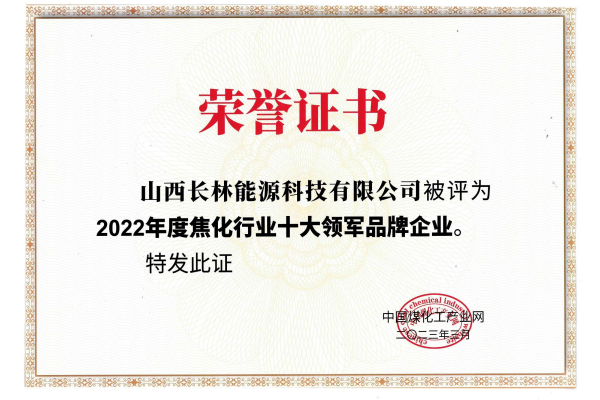 2022年度焦化行业十大领军品牌企业